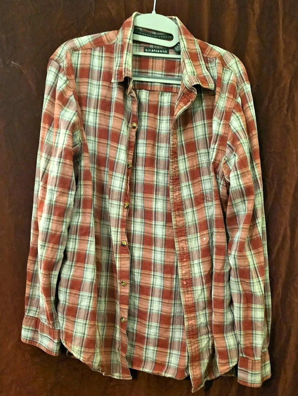G.H. Bass & Co. Plaid Cotton Button Down in Red & Green